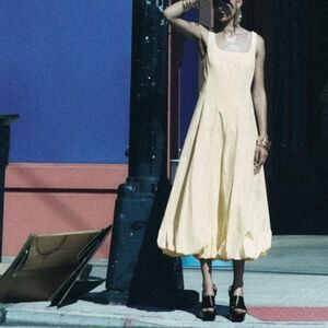 zara flowy draped dress Zara Satin Effect Midi Slip Green Draped Dress Size XS NWT Bloggers Favourite